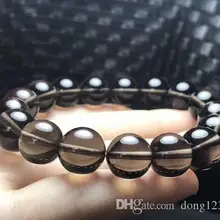 Натуральный коричневый кварц круглый браслет с жемчугом и кристаллами 10 мм