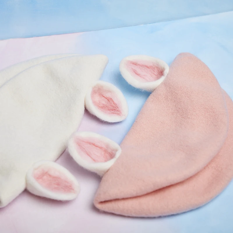 Ручной шерстяной фетровый берет express it in white cat ear show MOE painter cap