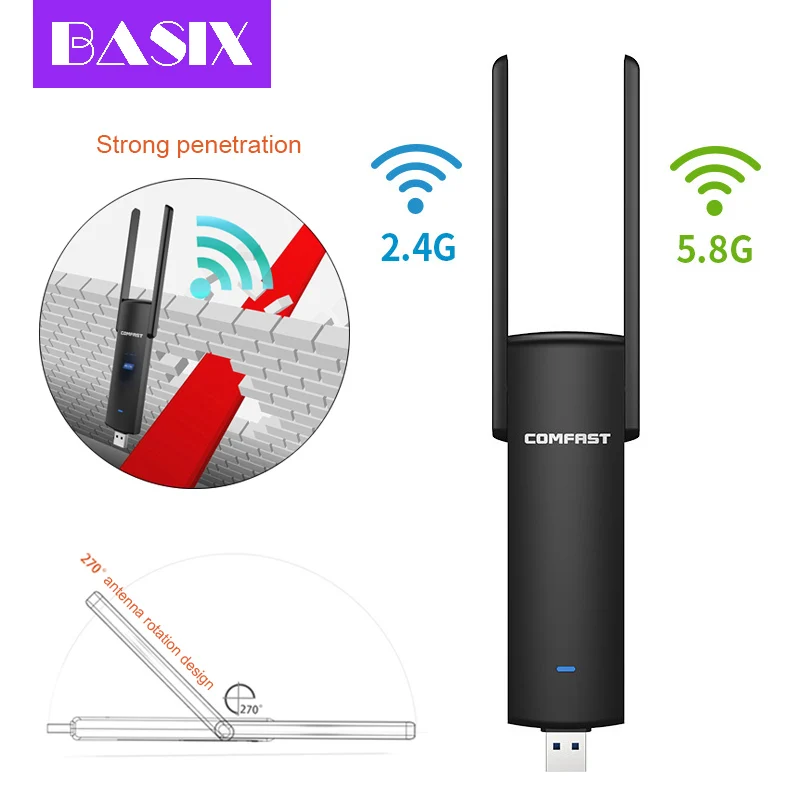 Usb Wifi адаптер 1200 Мбит/с двухдиапазонный Wi Fi dongle 2 4 ГГц + 5 компьютерная сетевая
