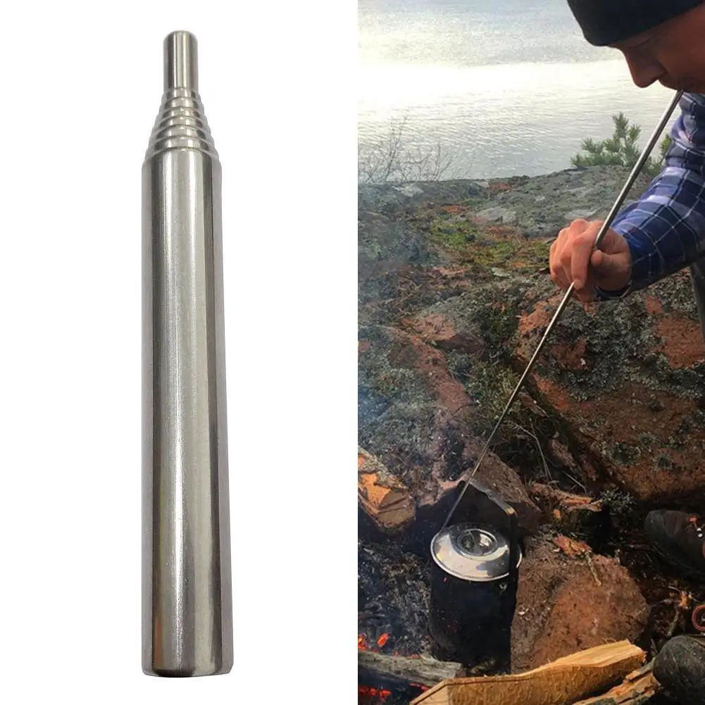 1pcs Stainless Steel Pocket Bellows Collapsible Air Blasting Campfire Fire Tool Camping