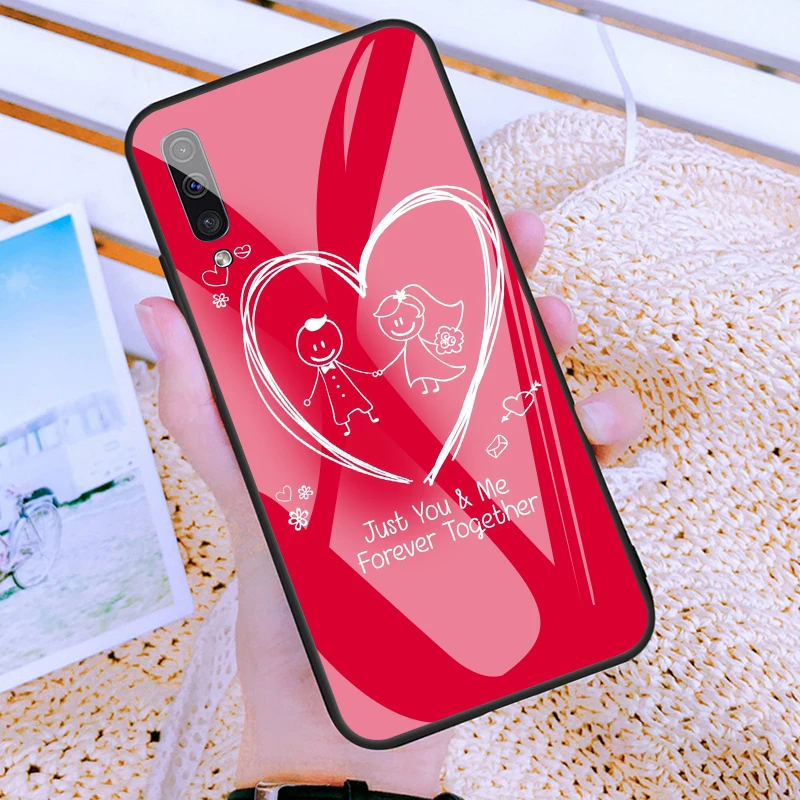 Розовый любовь персик стекло чехол для телефона для galaxy Note 8, 9, 10, плюс S8 S9 S10E чехол для телефона для sumsung A10 20 30 40 50 60 70 чехол Young "сделай сам" - Цвет: 80469