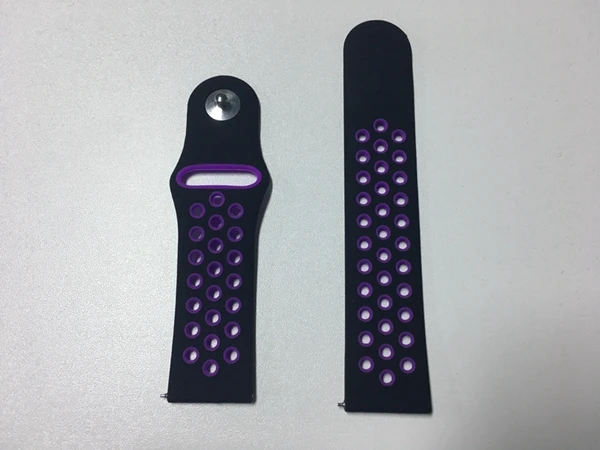 black purple 20 мм для samsung gear sport S2 Classic s3 Frontier galaxy Watch Band 42 мм 46 мм силиконовый ремешок 22 мм huami amazfit bip gt 2 huawei - Цвет ремешка: black purple