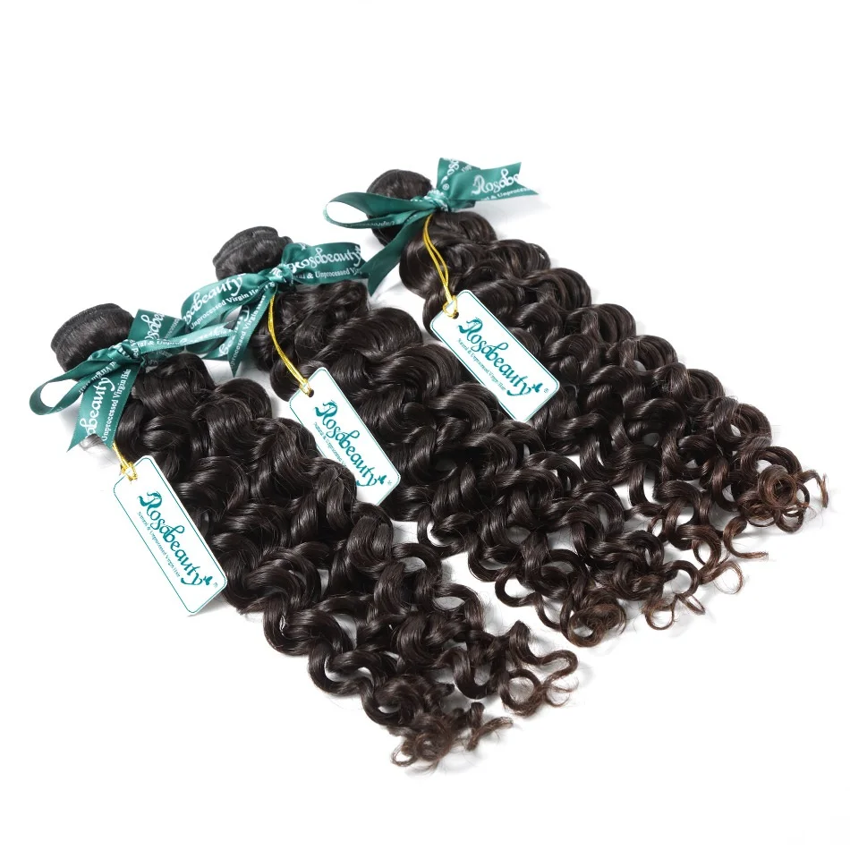 Rosa beauty 8-30 натуральные волосы, глубокая волна, бразильские волосы remy, вплетаемые 28, 30 дюймов, двойные нарисованные человеческие волосы, Уток 3, 4 пряди