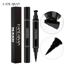 Макияж печать подводка для глаз карандаш косметика жидкий подводка для глаз карандаш с штампом Водонепроницаемый черный с двойной головкой пигмент для рисования век
