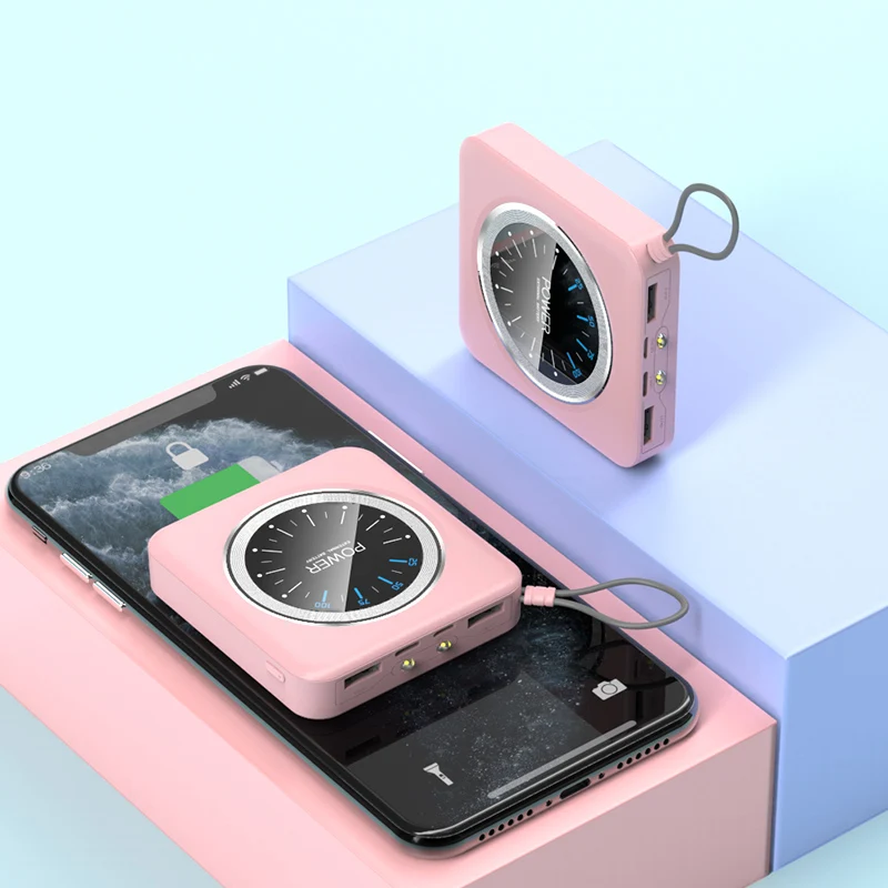 Внешний аккумулятор 10000 мА/ч для iPhone, Xiaomi Pover, зарядное устройство, два порта Usb, внешний аккумулятор, портативный аккумулятор - Цвет: pink