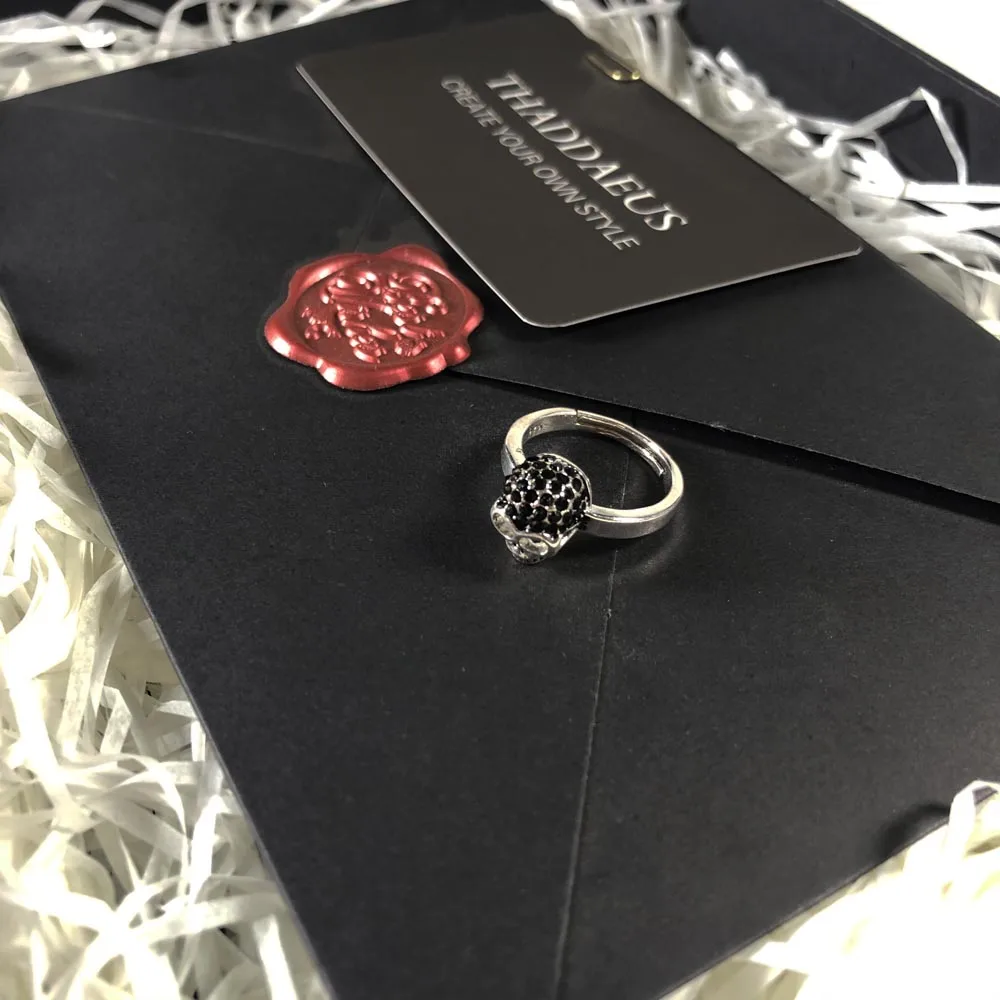 Черное CZ Кольцо с черепом, Томас Стиль Glam мода хорошее панк украшение для женщин, Ts подарок в 925 пробы серебро, Супер предложения