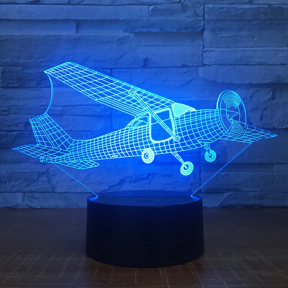 

Old Style Glider Plane 3D LED Lamp 7 Colors Change Touch Night Light Atmosphere Lamp Bedroom Light For New Year Gift Home Decor