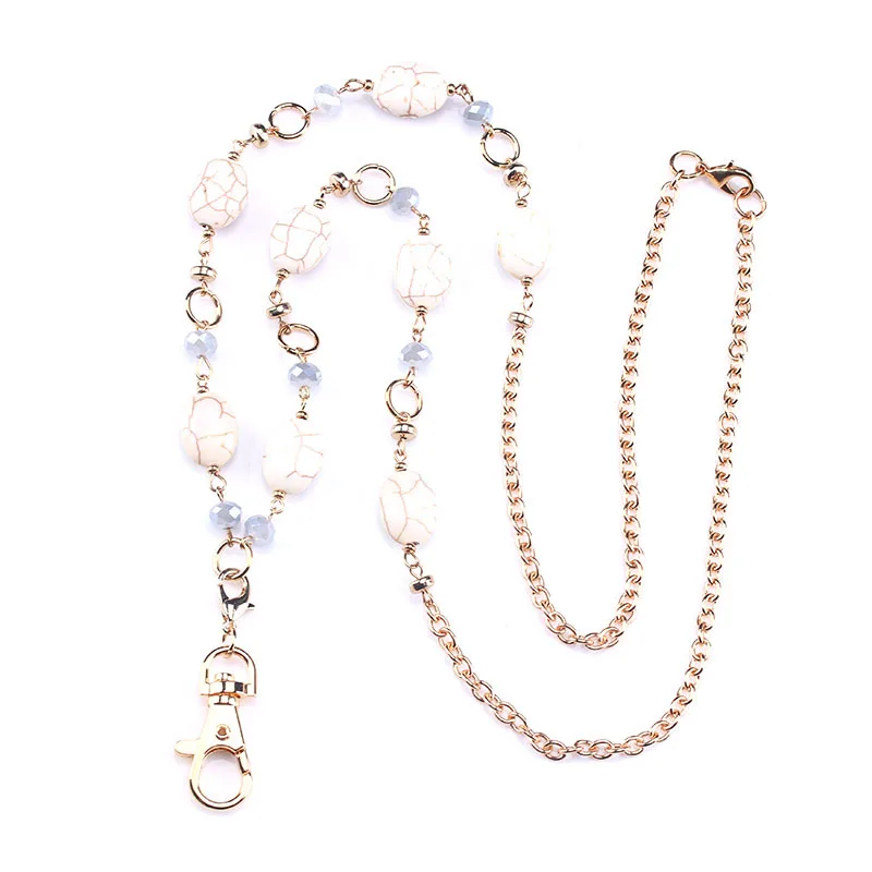 

Beads Lanyards Elegant Badge Lanyards with ID Holder Keychain Holder Fashion Necklace Lanyards for Women Girl
