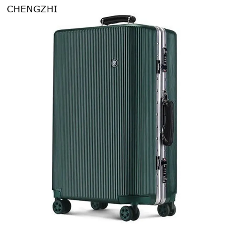 CHENGZHI 2" 24" 2" 29 дюймов Ретро устойчивый к царапинам алюминиевый каркас пароль багаж большой емкости бизнес Дорожный чемодан для мужчин и женщин - Цвет: dark green