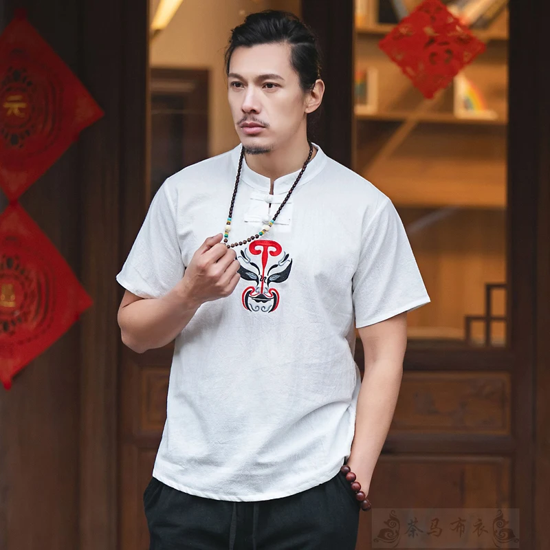 Мужские топы в китайском стиле пекинской оперы традиционная одежда ханьфу с