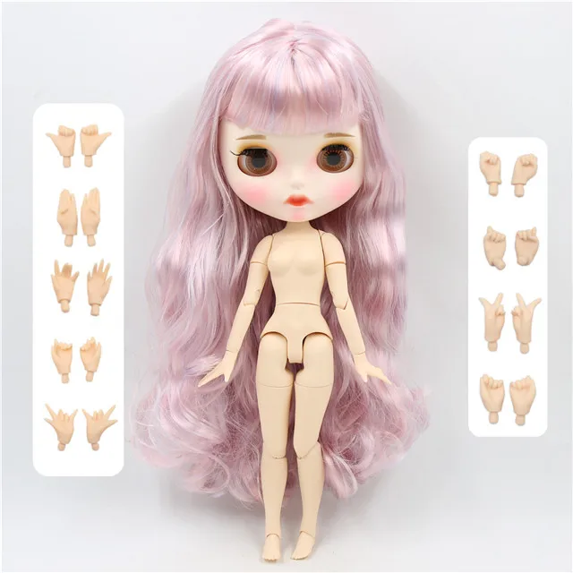 doll with hand AB Ледяная фабрика blyth кукла 1/6 bjd кукла белая кожа соединение тела Новое матовое лицо резные губы с бровью индивидуальные лица, 30 см кукла - Цвет: doll with hand AB