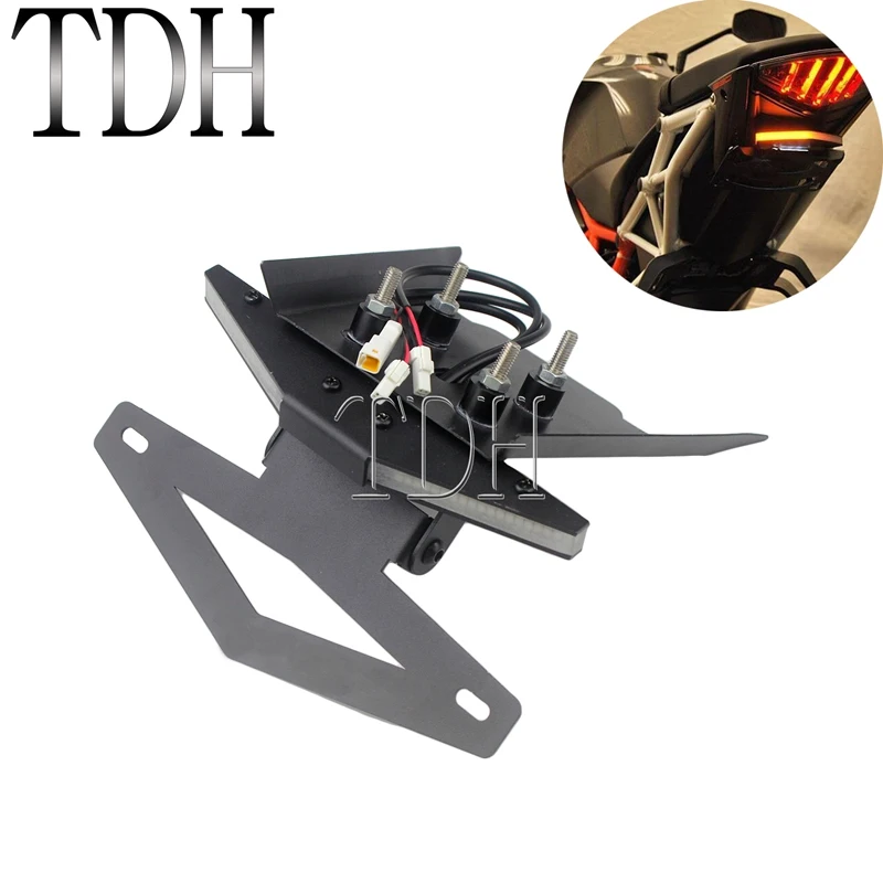 Мотоциклетный CNC черный Кронштейн для номерного знака задний хвост Tidy Fender Mudguard Eliminator Kit W/светодиодный индикатор поворота для KTM DUKE 390