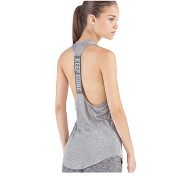 Ladies Elastic Quick Dry Vest Solid Color Cotton Casual Training Shirts Fitness Running Jogging Yoga Sports Gym Comfortable Vest - Цвет: Gray