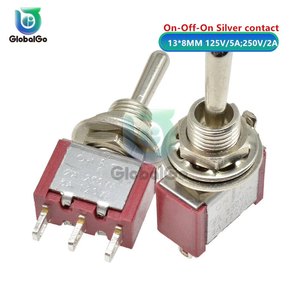 125V 5A MTS-103 Мини автоматический переключатель 3Pin ВКЛ.-ВЫКЛ.-ВКЛ. 13*8 мм 125 V/5A 250 V/2A 125 V/6A 250 V/3A 1/4 дюймов монтажные выключатели питания - Цвет: 125V 5A