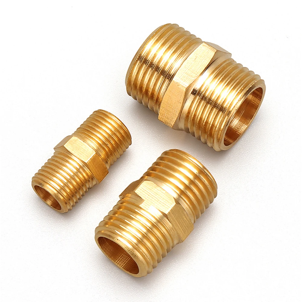 Brass Pipe Hexagonal Connector Quick Connector 1/8 1/4 3/8 1/2 3/4 1 BSP Male to Male Thread Water-Oil Pneumatic Connector