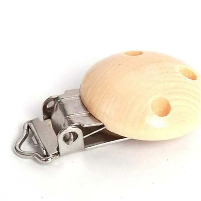 Metal Wooden Baby Children Pacifier Holder Clip Holders Cute Infant Round Nipple Clasps Holders