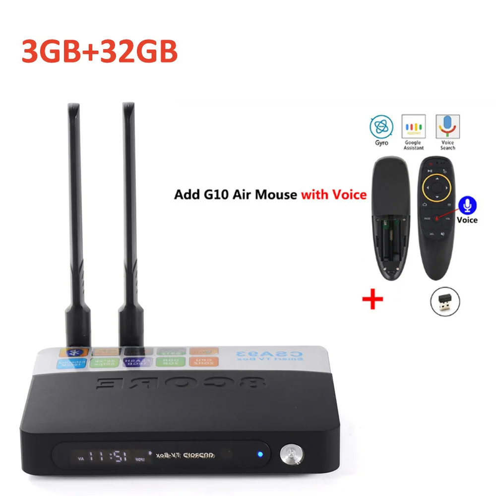 CSA93, приставка Android Tv Box Amlogic S912 Восьмиядерный 64-разрядный процессор 2 Гб оперативной памяти, 16 Гб встроенной памяти, 2,4G/5,8G двойной WI-FI LAN 1000 м Bluetooth4.0 4k HD H.265 Декодер каналов кабельного телевидения - Цвет: 3GB 32GB add G10