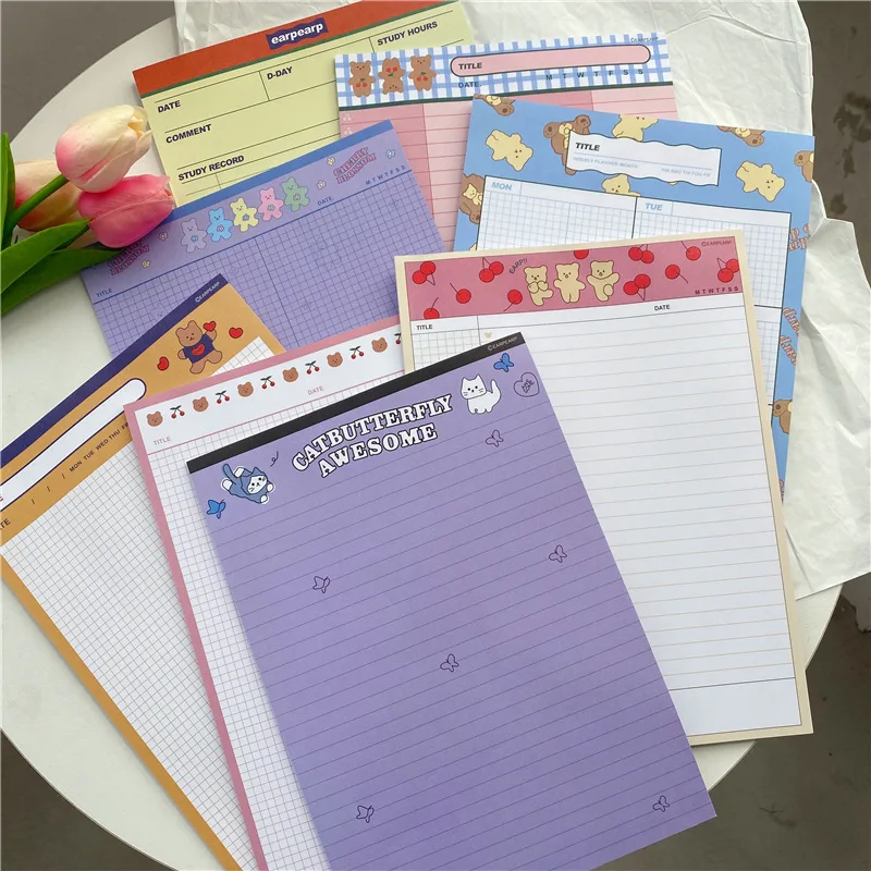 

Ins Korean Cartoon Bear B5 Memo Pad Student Learning Plan Word List Creative Notepad To Do List Weekly Planner Kawaii Stationery