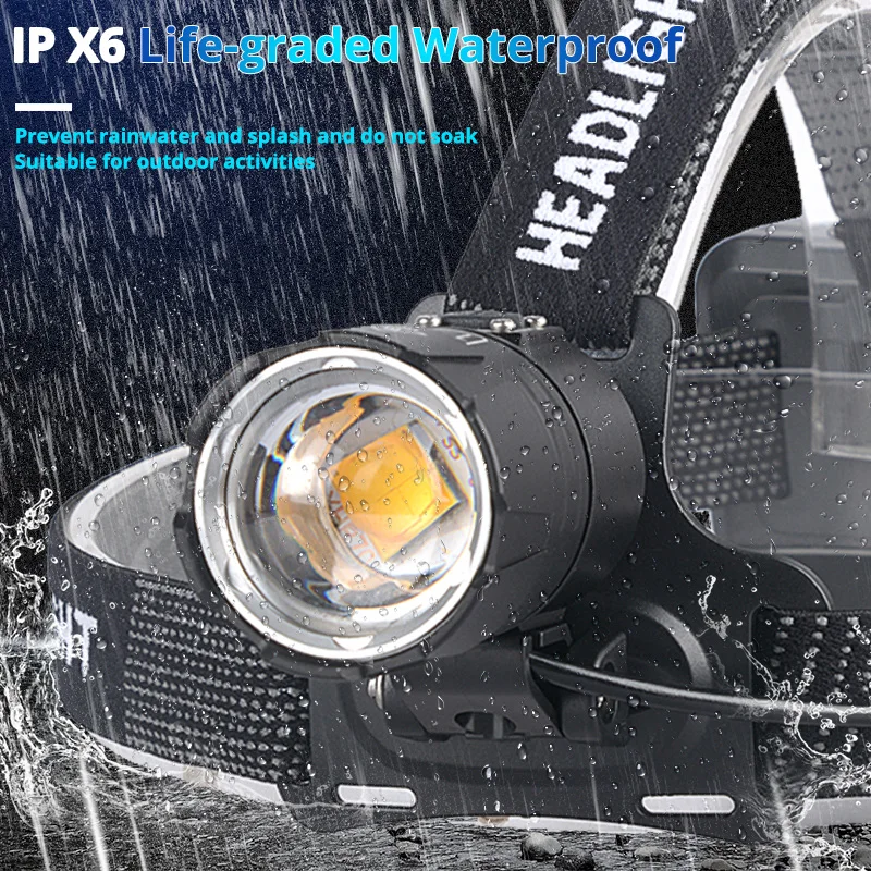 XHP70.2 Мощный светодиодный налобный фонарь XHP70 желто-белый светодиодный налобный фонарь для рыбалки, кемпинга, масштабируемый Перезаряжаемый USB фонарь с 3*18650 батареями