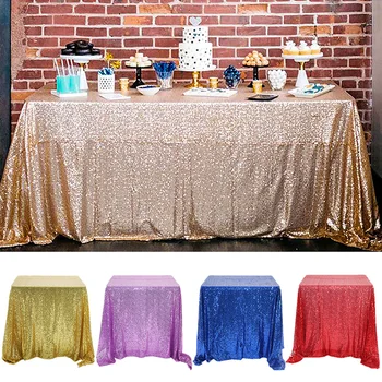 Couverture de Table rectangulaire de 4 tailles, nappe de Table à paillettes or Rose/argent pour mariage, fête d'anniversaire, décoration de la maison 1