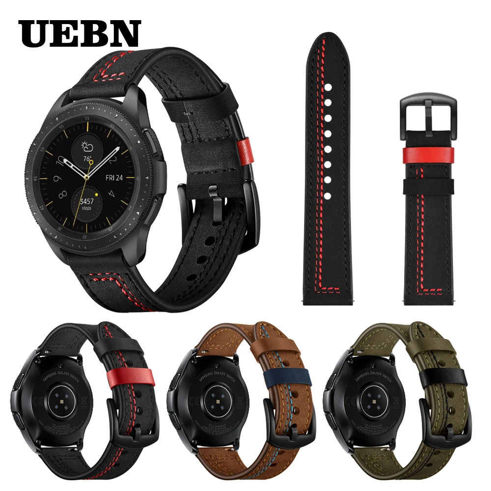 UEBN 20 мм 22 мм роскошный кожаный ремешок для samsung Galaxy Watch 42 мм 47 мм& Active 2 Band для gear S2 S3 браслет Ремешки для наручных часов