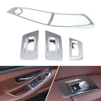 

1set=4pcs Chrome Car Window Button Panel Trim For BMW 5 Series f10 520 525 2011-2017 Car decoration