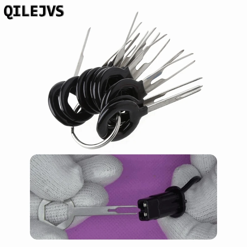 

QILEJVS 11 Pcs Car Terminal Removal Tool Kit Wiring Connector Pin Release Extractor #1