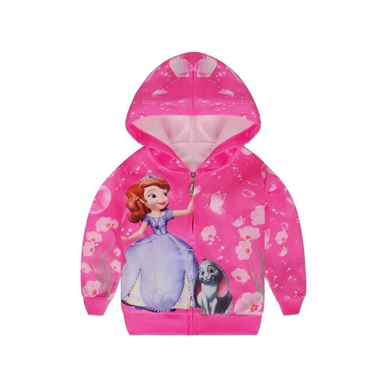 39108-rose Модное пальто с изображением Эльзы и Анны; зимняя куртка с капюшоном с героями мультфильмов; детская одежда; куртки для девочек; пальто на молнии с капюшоном; куртка для маленьких девочек - Цвет: 39108-rose