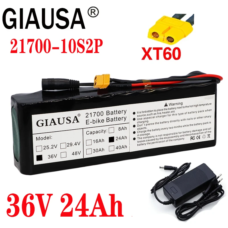 Аккумулятор GIAUSA 36 В 24 Ач 21700 10S2P аккумулятор 1000 Вт высокой мощности для