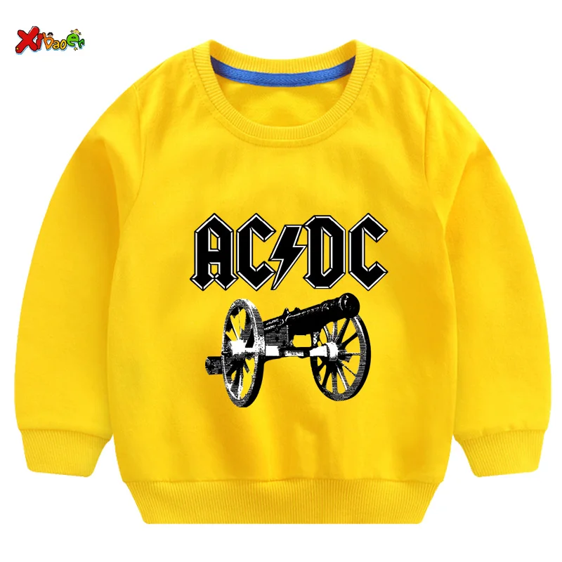 Крутые Детские свитшоты г. ACDC свитшоты для маленьких девочек Осенняя детская одежда с длинными рукавами свитер для малышей размер на 2 до 7 лет - Цвет: sweatshirt yellow