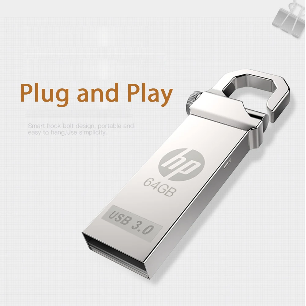 Hp флеш-накопитель USB 3,0 ручка для ключей накопитель 16 Гб оперативной памяти, 32 Гб встроенной памяти, 64 ГБ 128 ГБ металлическая карта pendrive Memory Stick flashdrive u диск на ключах