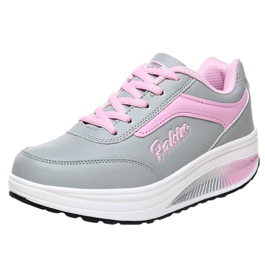 Pink Модные женские дышащие кроссовки на платформе; повседневные туфли студенческие Кроссовки для бега с круглым носком на шнуровке; Летняя обувь из сетчатого материала для путешествий; 12 июня - Цвет: Pink
