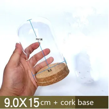 

9*15cm Cork Base Glass Dome Home Wedding Decoration Diameter=9cm Height=15cm Glass Cover Vase Friend Gift