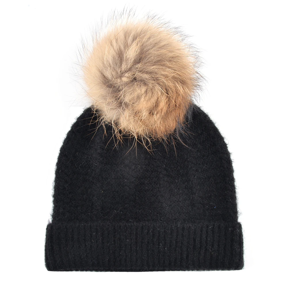 Fur pom pom for hats women winter caps girl knitted beanie women warm beanies cap ladies skullies casual pompom hat gorro