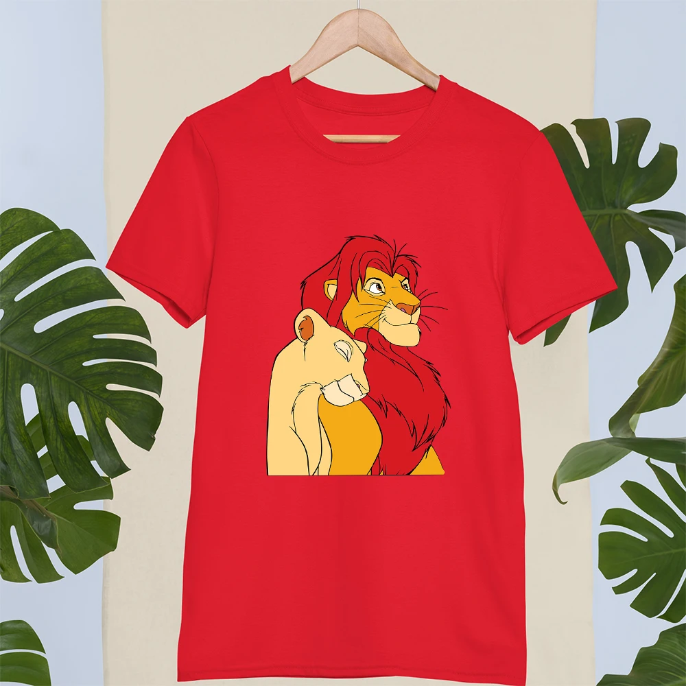 Kawaii Simba and Nala Lion King Print T shirts Female Clothing Casual Loose Unisex Tshirts Harajuku Tee Summer Women T-shirt custom t shirts