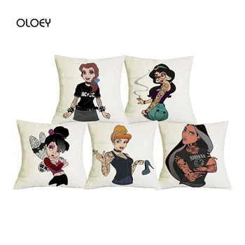 

Beautiful Personality Girl Linen Cushion Cover Home Bedroom Hotel Car Decoration Cushion Cover Wedding Personality Gift 45x45cm.