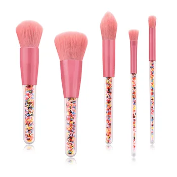 

Hot 5 Pcs Makeup Brush Kit Eyeshadow Blush Brushes Makeup Set Colored Candy Handle Pink Hair CNT 66