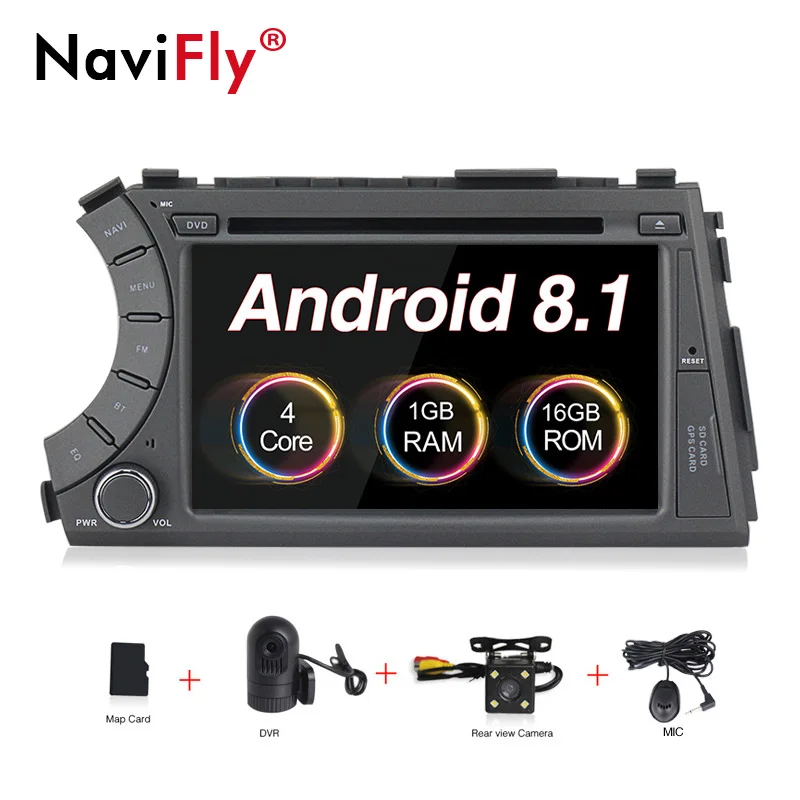 Красный NaviFly " 2din android 8,1 Автомобильный мультимедийный плеер авторадио для Ssangyong Actyon Kyron 2005-2013 автомобильный Радио gps wifi USB - Цвет: Красный