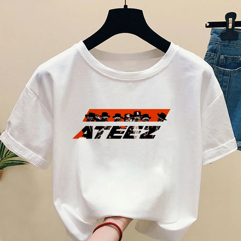 Kpop ATEEZ Print Casual T-shirts Women Clothes White Summer Tops Short Sleeve Kpops T-Shirts Kpop ATEEZ Print Casual T-shirts Women Clothes White Summer Tops Short Sleeve Kpops T-Shirts