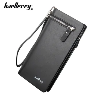 

New Baellerry Vintage Men PU Leather Organizer Long Wallet Money Card Holder Coin Cash Purse Pocket Pochette Male Clutch Bag