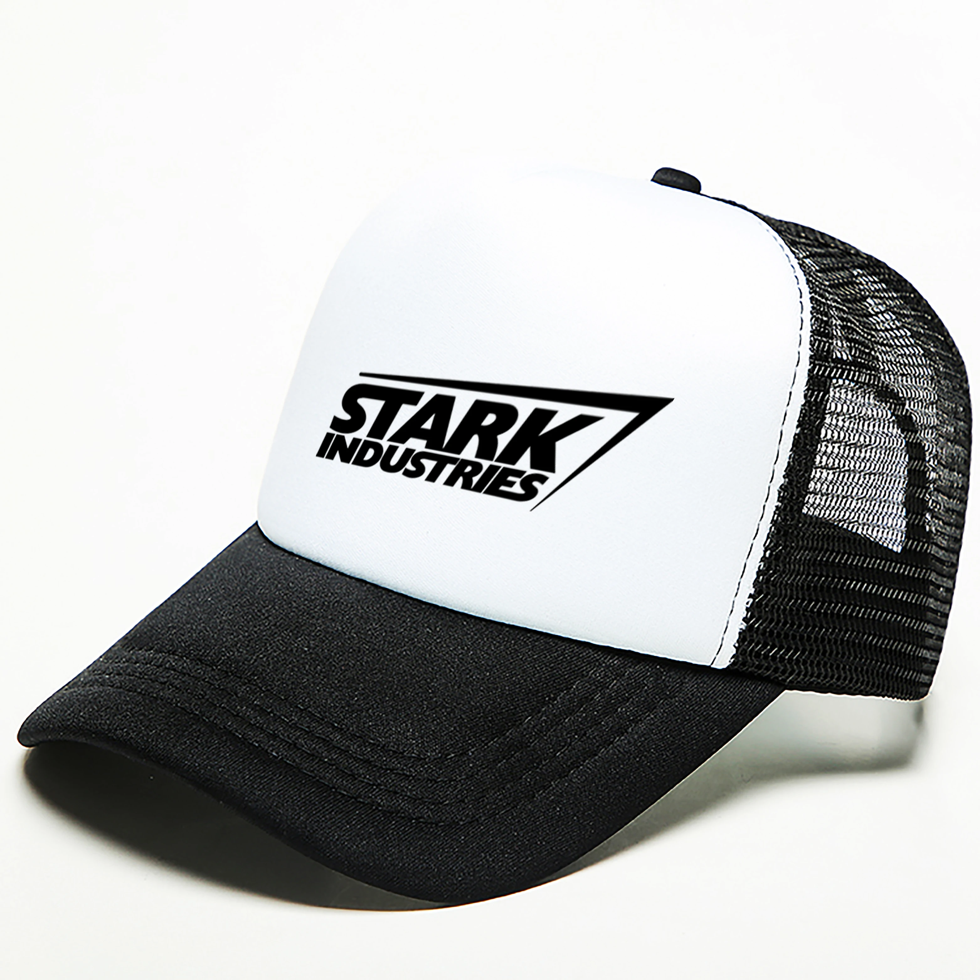 Черная регулируемая хлопковая сетчатая шляпа с логотипом Marvel comics stark industries