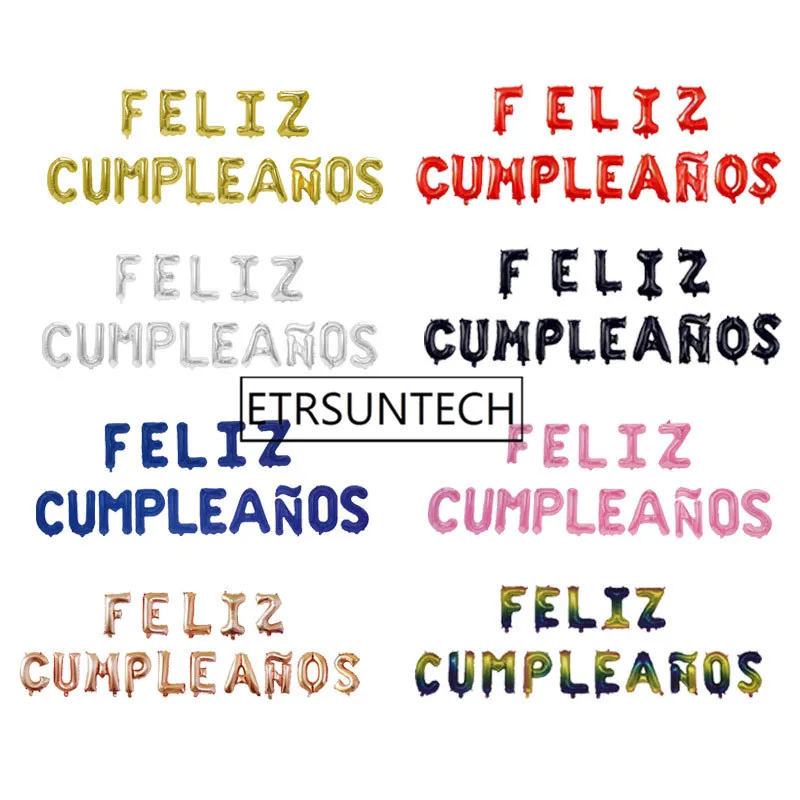 

Украшения для дня рождения, алфавит, 50 наборов, с надписью FELIZ CUMPLEANOS, воздушный шар из фольги