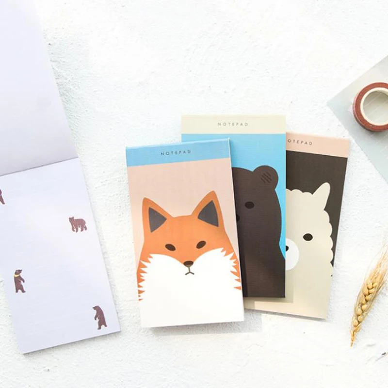 

1 Pcs Cute Animals Fox Bear Sheep Paper Memo Pads Notepad Notebook Diary Planner Bookmark School Office Supply Gift Stationery
