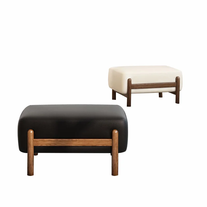 

M8 Modern Minimalist Creative Square Solid Wood Stool Nordic Sofa Stool Children Change Shoes Stool Pedal Leather Stool
