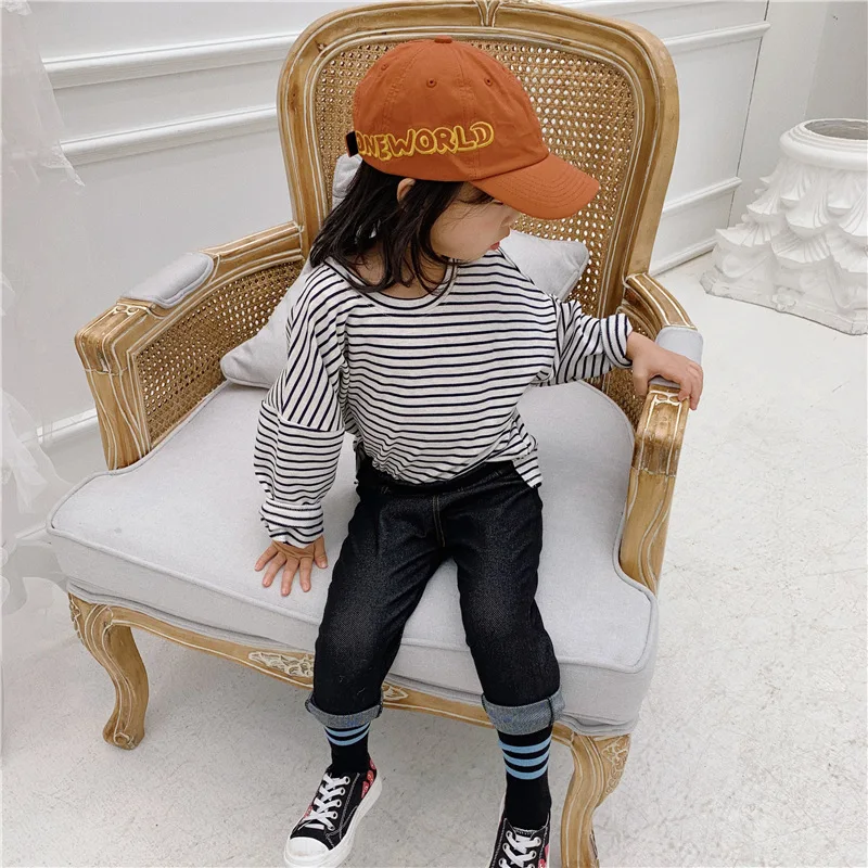 Unibaby2019 Весна и Лето Южная Корея мягкие стирающиеся джинсы эластичные трикотажные Детские универсальные хорошая одежда Гусеничный