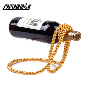 

CAPTAINIRON Creative Floating Iron Necklace Shaped Wine Holder Metal Wine Beer Stand Novel Wine Rack for Home Decor Accessories