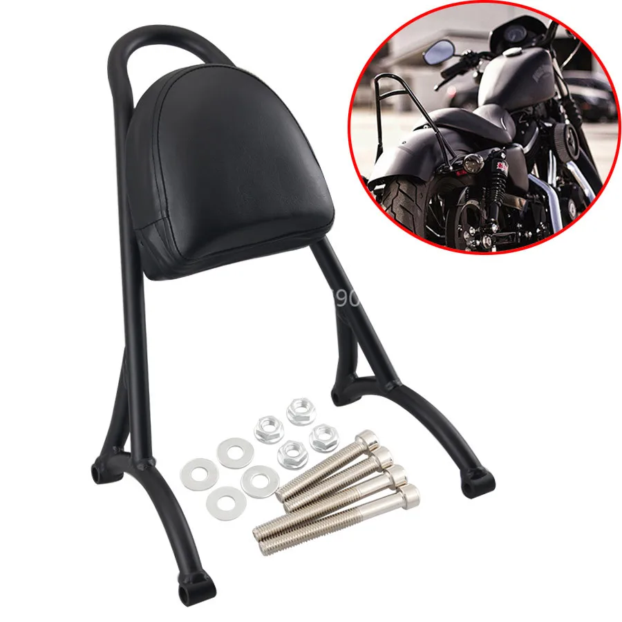 Motorcycle Luggage Rack Sissy Bar Rear Passenger Backrest Cushion Pad Black Accessories For