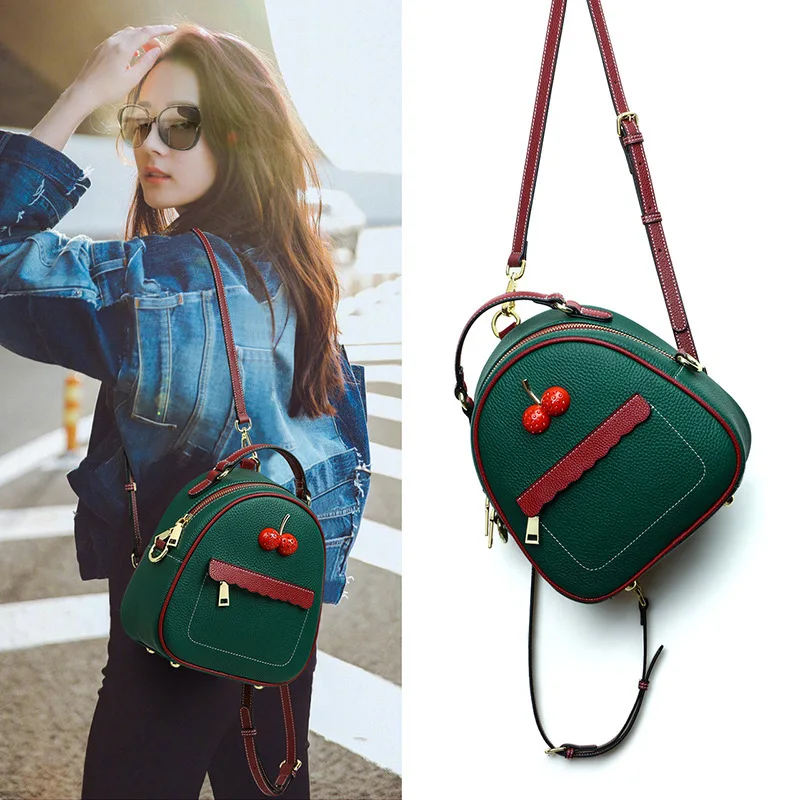 

Shoulders 2020 Joker Mini Genuine Soft Leather Female Bag Small Backpack