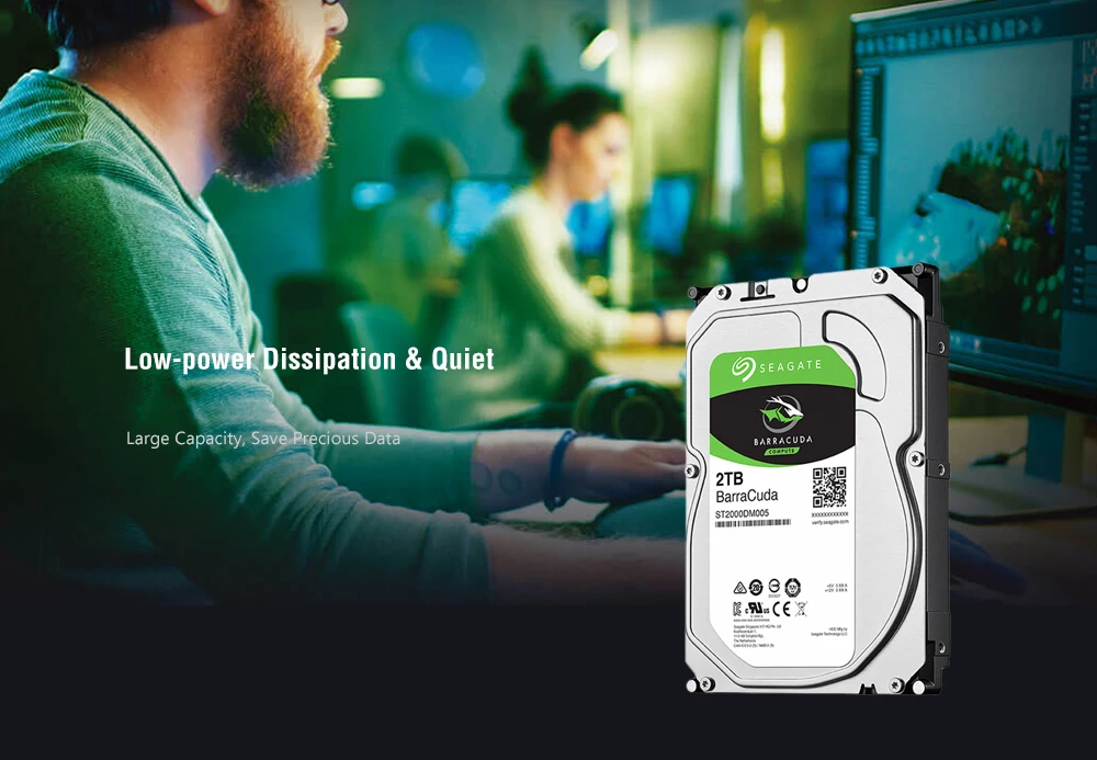 Seagate ST2000DM005 BarraCuda Series 2TB 3.5-inch Desktop Mechanical Hard Drive SATA Interface From Xiaomi youpin SATA 6Gb / s / Revolving Speed 5400rpm / 256MB Cache
