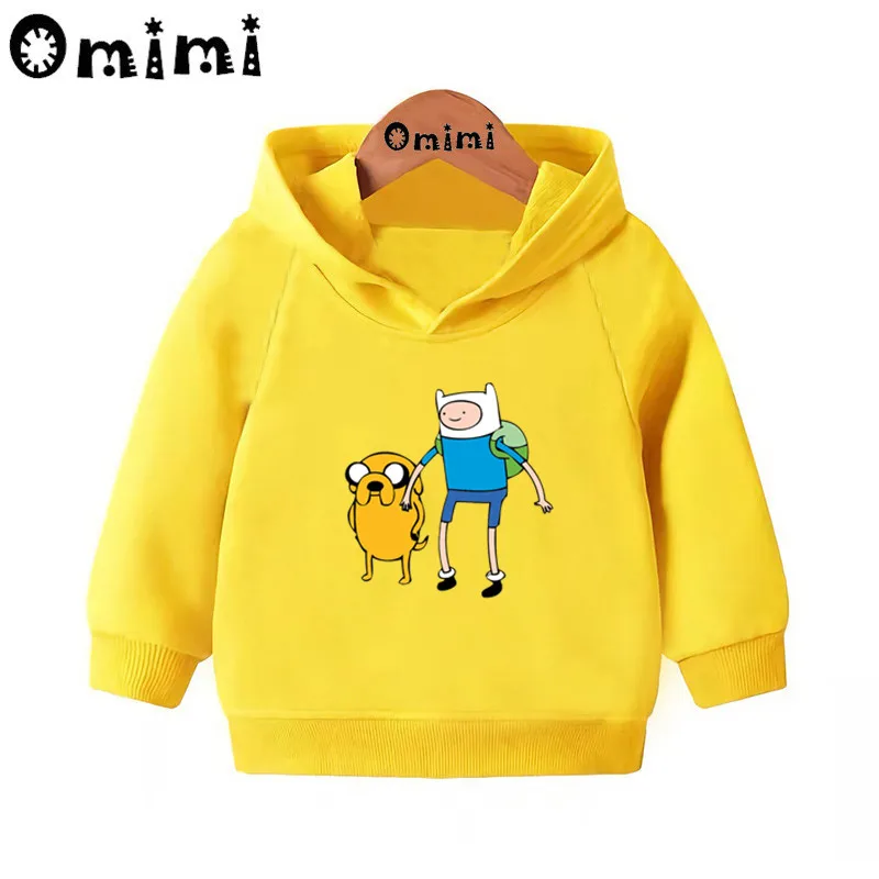 Adventure Time Finn& Jaker/забавные свитшоты; детские толстовки с капюшоном; крутой пуловер для малышей; топы для девочек и мальчиков; осенняя одежда; KMT5200 - Цвет: Yellow-5200B